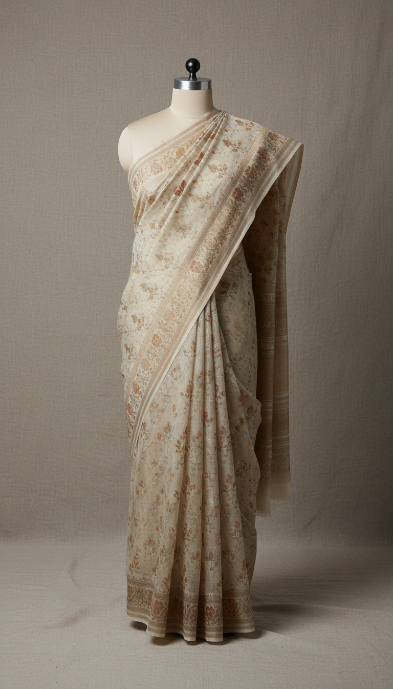 Jamdani cotton saree with handwoven motifs