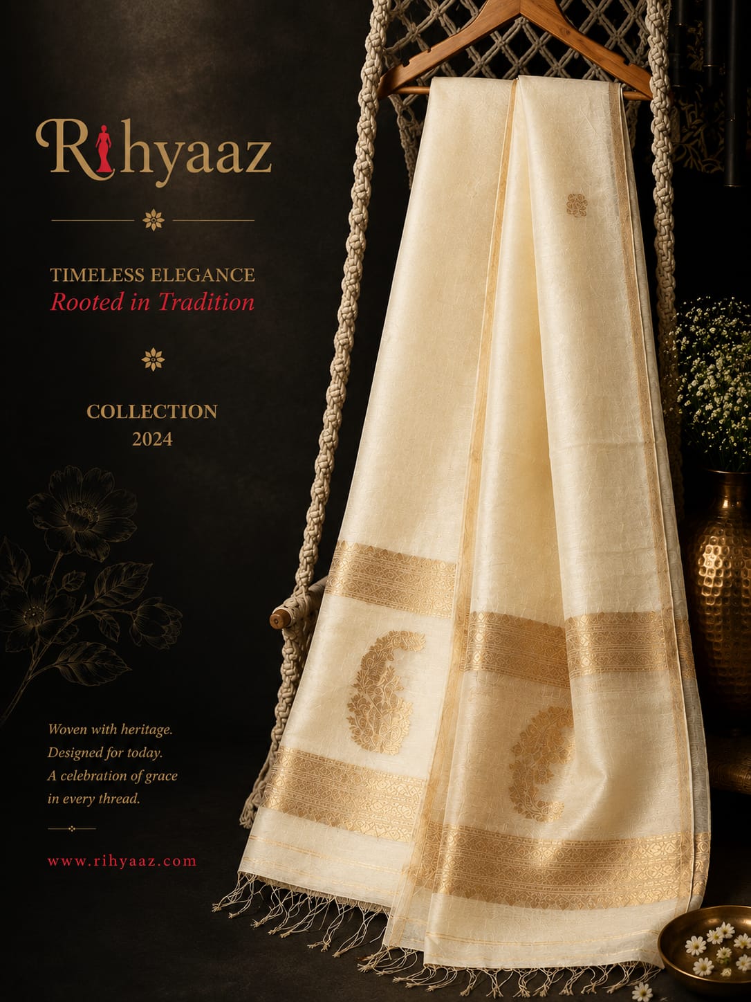 MahaRani Resham by Silk Linen Banarasi Kadhuwa Weaves Suit Set by Rihyaaz featuring premium handwoven Banarasi Kadhuwa weaving for festive, wedding, and luxury ethnic wear.