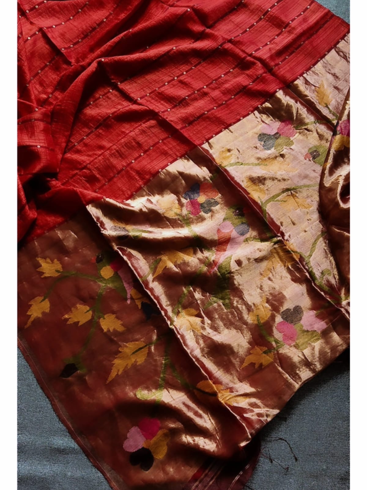 Doriya - Sequin Panel Matka Silk Saree with Resham Weaving and Paithani Anchal by Rihyaaz, premium handwoven festive silk saree for weddings and traditional occasions.