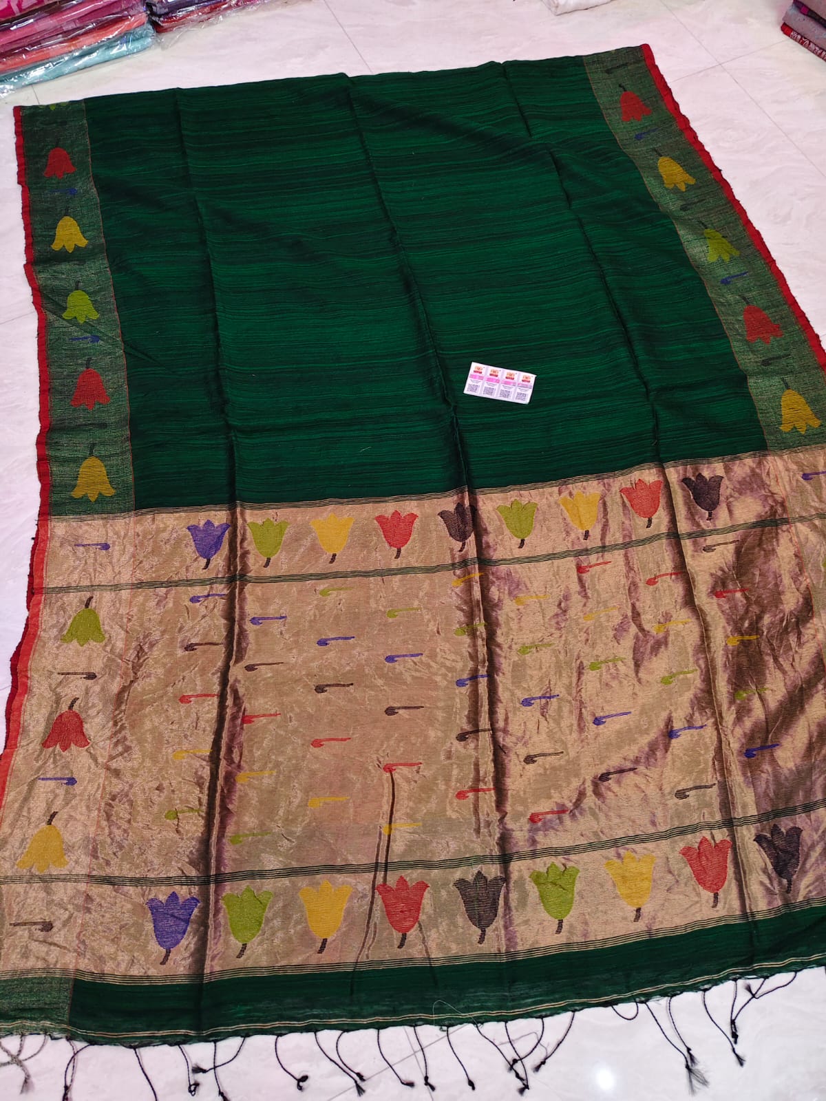 Ruhi Matka Silk Paithani saree with tissue palla by Rihyaaz, traditional handwoven Indian saree