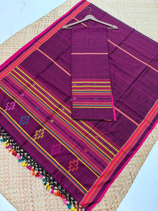 Bhujodi Jamdani pure cotton handwoven suit by Rihyaaz with 3 meter top and 2.5 meter dupatta.