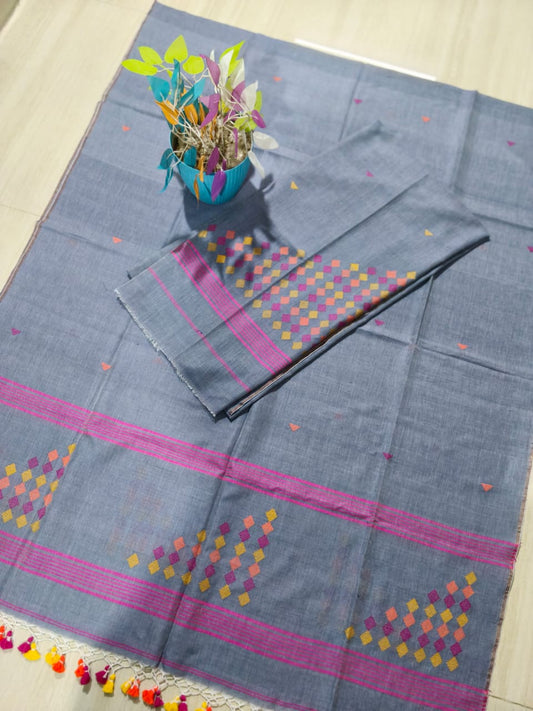 Trayee - Mul Cotton Needle-Weaved Jamdani Suit Set | Rihyaaz