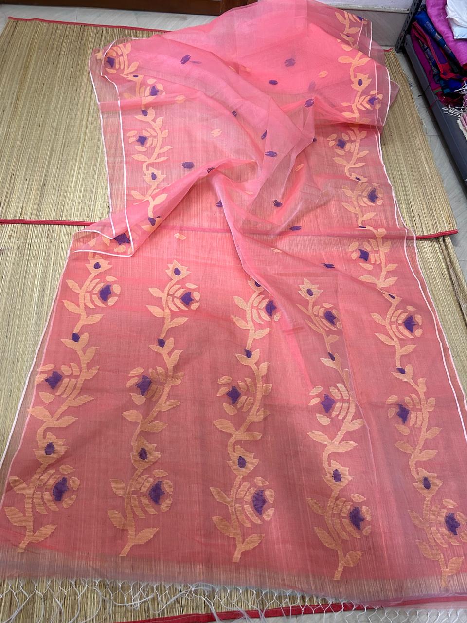𝓢𝓻𝓲𝓵𝓪𝓽𝓱𝓪 – Pure Muslin Jamdani Saree | Premium Handwoven Saree | Rihyaaz