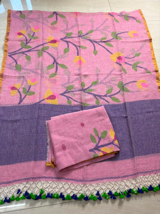 Surili by Rihyaaz – Needle Jamdani handwoven dupatta with intricately yoke-woven Jamdani top.