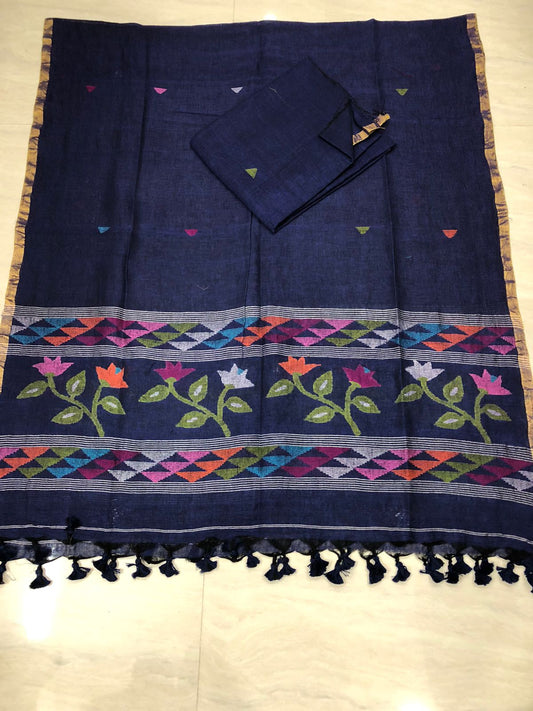 Twig - Premium Linen Jamdani Handwoven Suit Set by Rihyaaz featuring elegant traditional Jamdani weaving on breathable premium linen fabric, perfect for festive and ethnic wear.