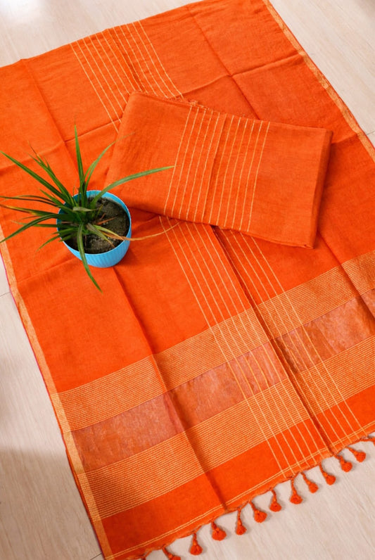 Varta 120 count linen Jamdani suit with handwoven detailing, 3 meter top and 2.5 meter dupatta by Rihyaaz