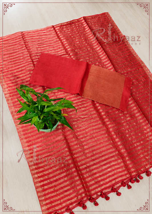 Sharmina - Pure Linen Zari Weaved Suit by Rihyaaz featuring premium handwoven linen fabric with elegant zari weaving, luxury ethnic wear for festive and occasion dressing.