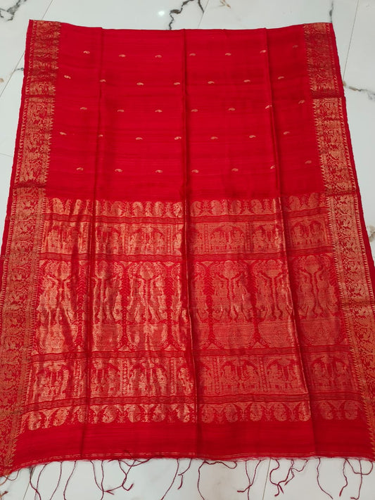 Rajanya handwoven Matka Silk Swarnachari Zari Baluchari saree with BP by Rihyaaz