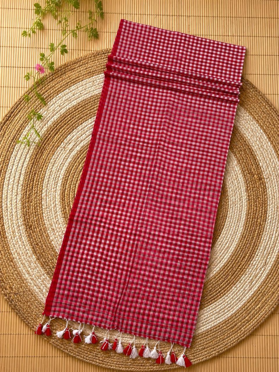 Authentic pure cotton special handloom check saree in Mal Cotton by Rihyaaz
