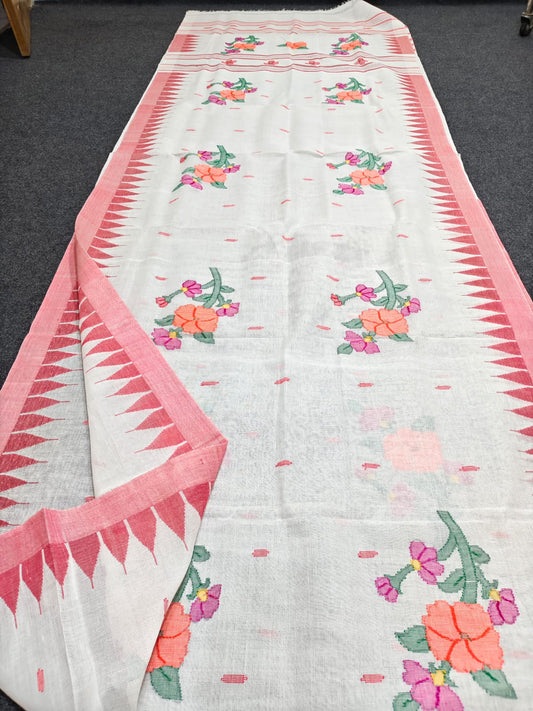 Exclusive handloom Manipuri saree with intricate all-over work, 13–14 haat long length and running blouse piece by Rihyaaz.