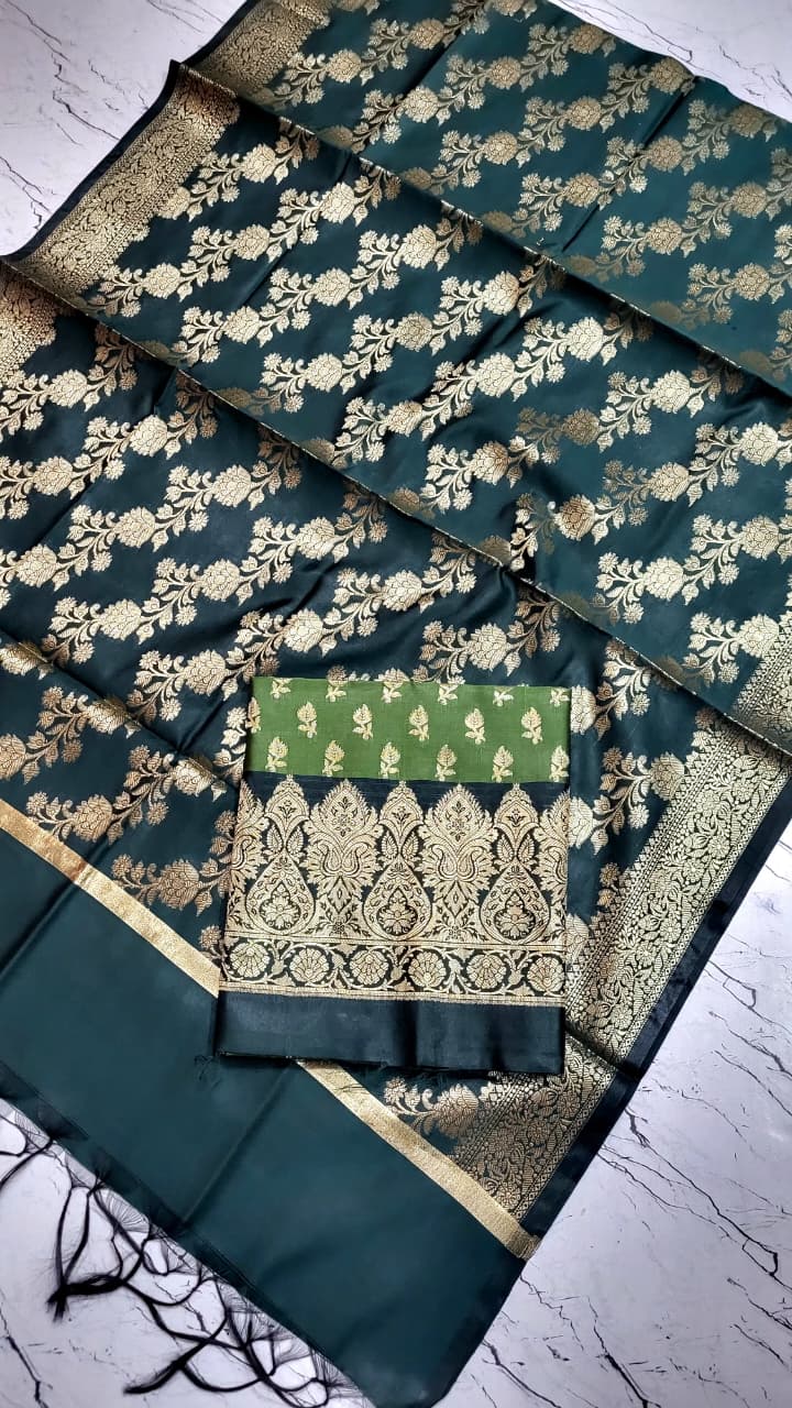 Banarasi Korean Silk 3 PC Suits โ Premium Elegance in Every Thread
