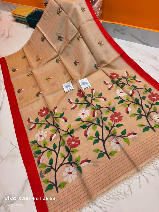 Pure Tantuj Muslin Handwoven Jamdani Saree – A Masterpiece of Bengal Craftsmanship
