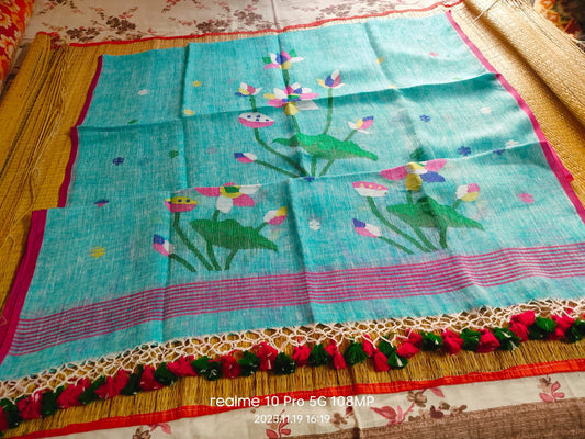 Gomti Linen by Linen Jayshree Lotus-Weaved Jamdani Suits | Premium Handwoven Collection