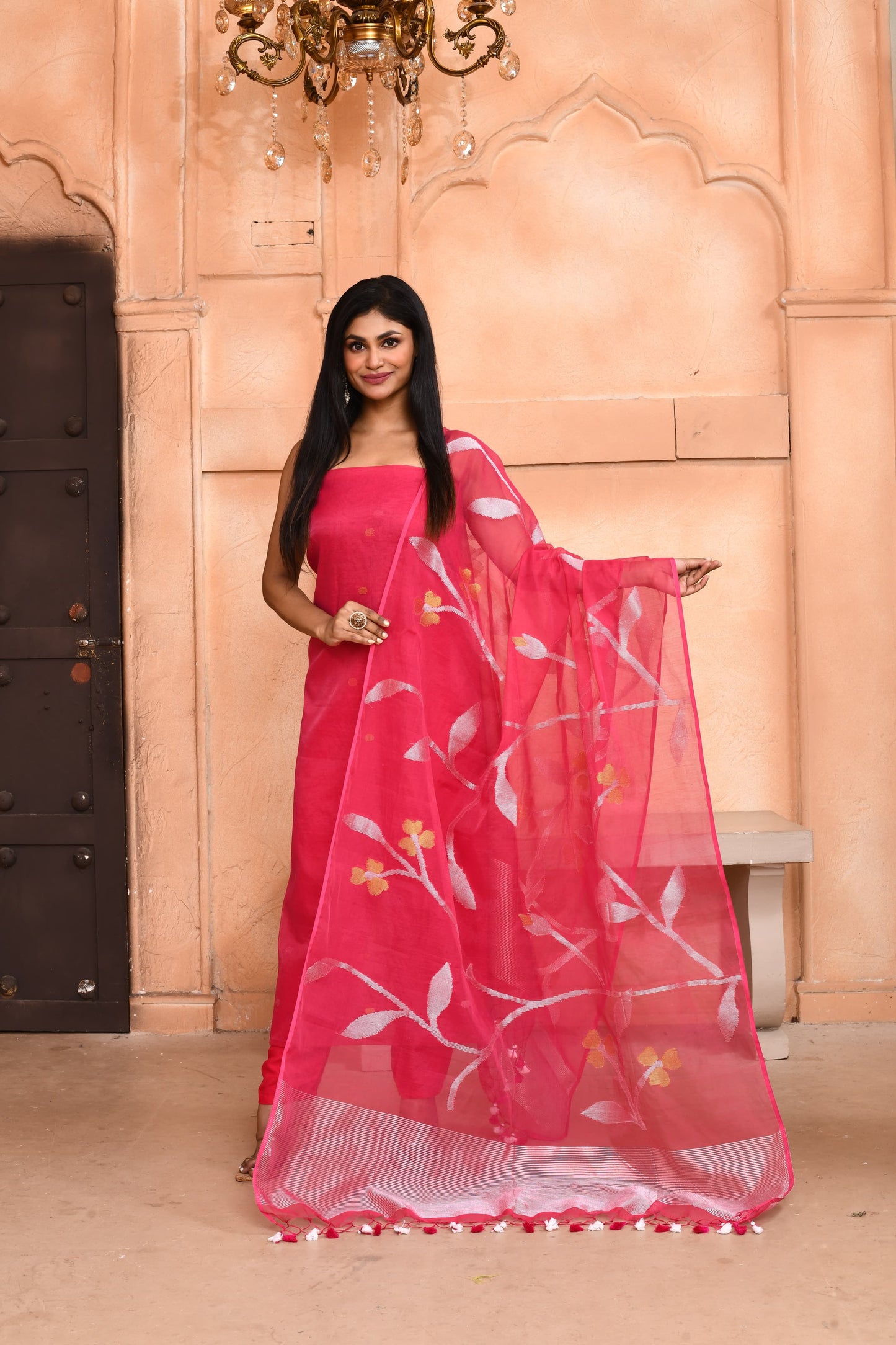 πΊπππππππππ β Muslin Silk Zari Jaal Dupatta Polka Weaved Suits | Premium Handwoven Elegance