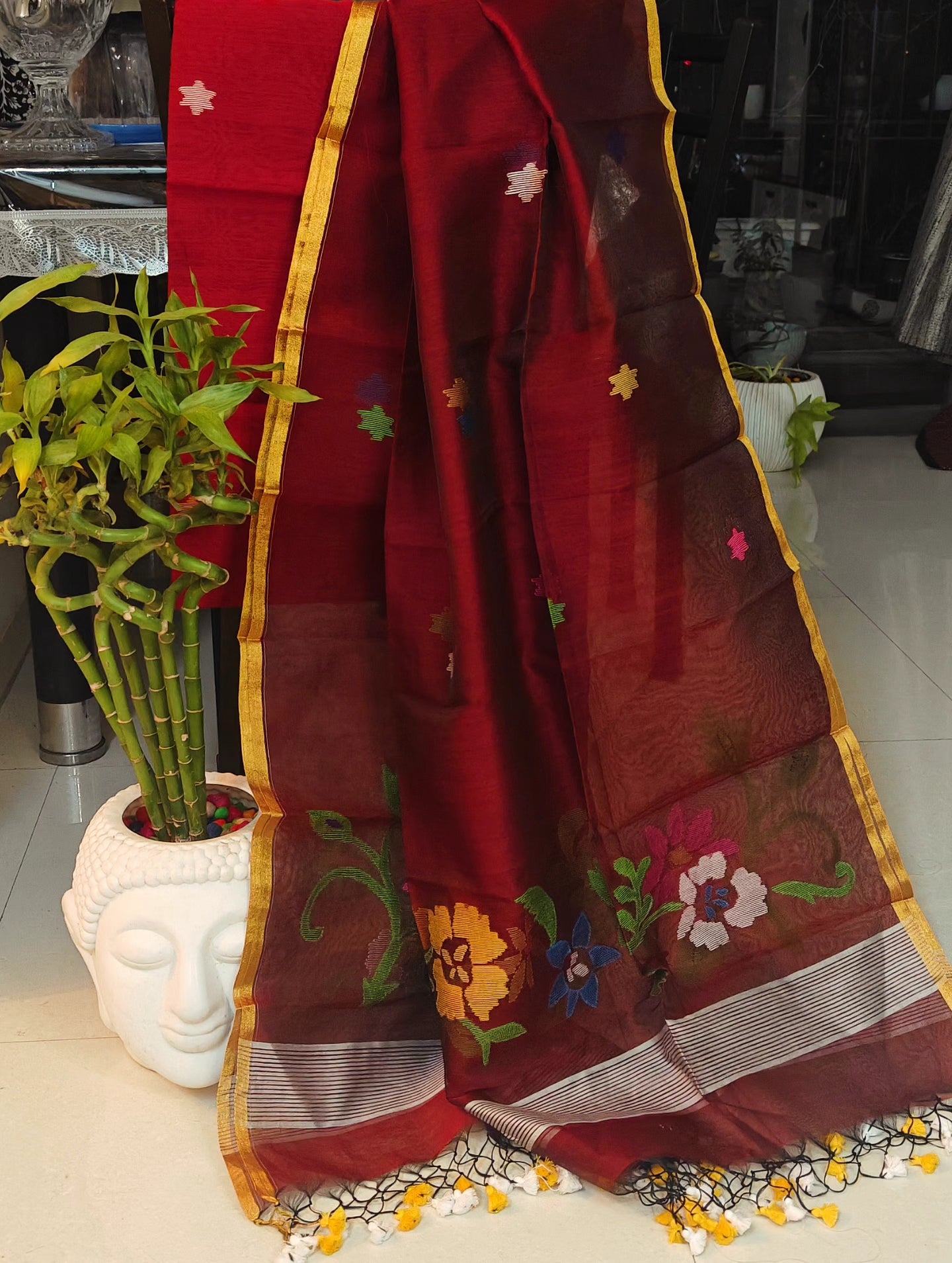 šš±š±šŖš»š² Floral Border Resham Dupatta Matka Cotton Suit