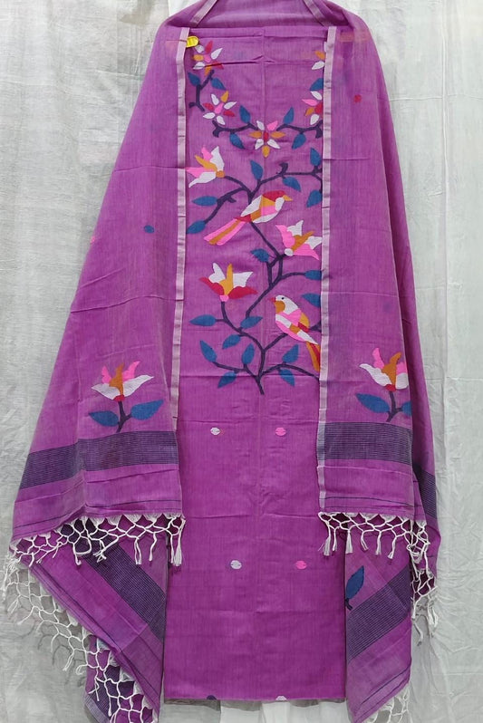 Parijat Mul Cotton Handwoven Needle Jamdani Suits – Premium 2.5m*2 Set