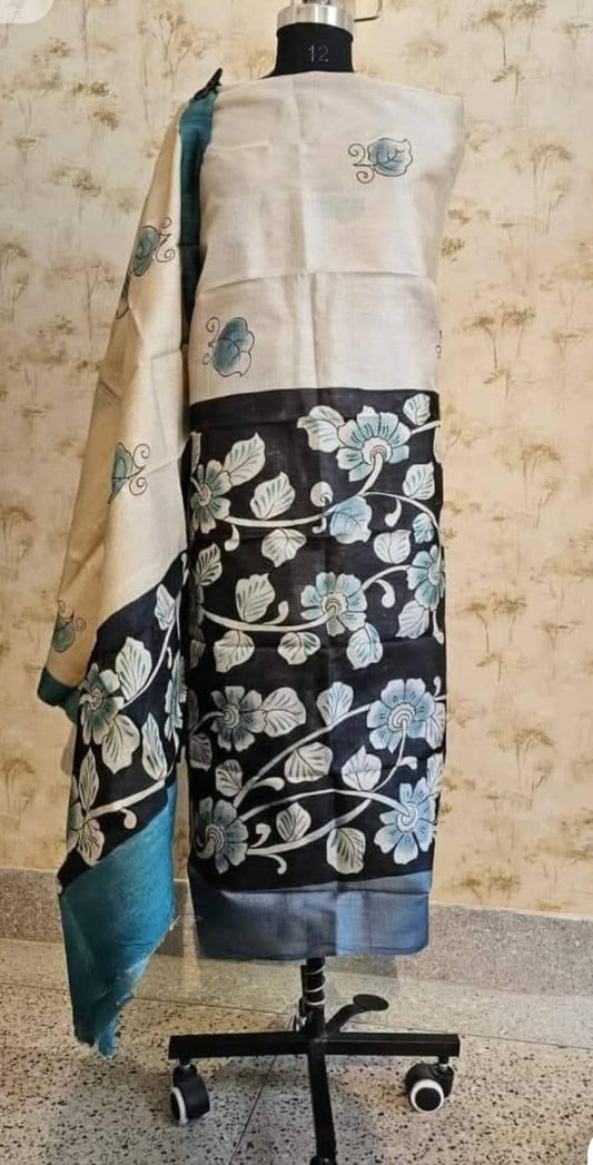 Tuli - Tussar Hand-Painted Kalamkari Suit Set | Pure Tussar Silk | Artisan Crafted