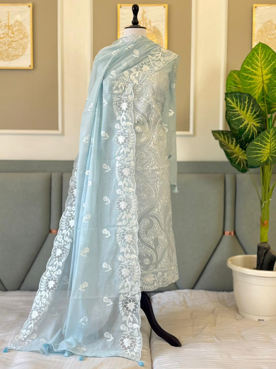 Exclusive Banarasi Mal Chanderi Embroidery Suit Set | Premium Unstitched Ethnic Wear by Rihyaaz