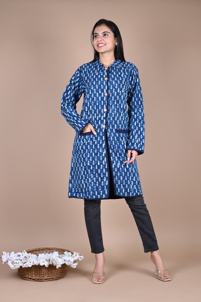 Bagru Hand Block Printed Cotton 2-Layer Winter Jacket – Premium Winter Essentials