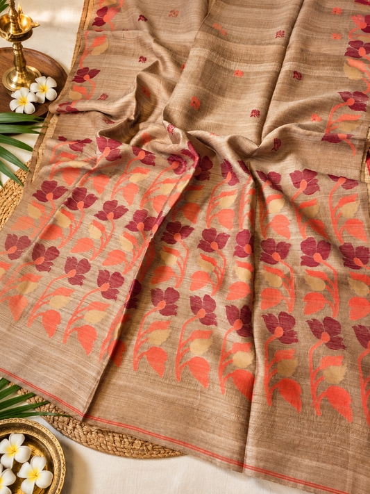 🌸Bokul | Pure Matka Tussar Jamdani Saree | Rihyaaz