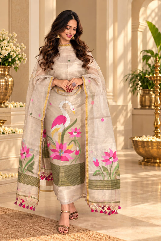 Stork – Premium Tissue Needle-Weaved Jamdani Suit | Rihyaaz Fashions