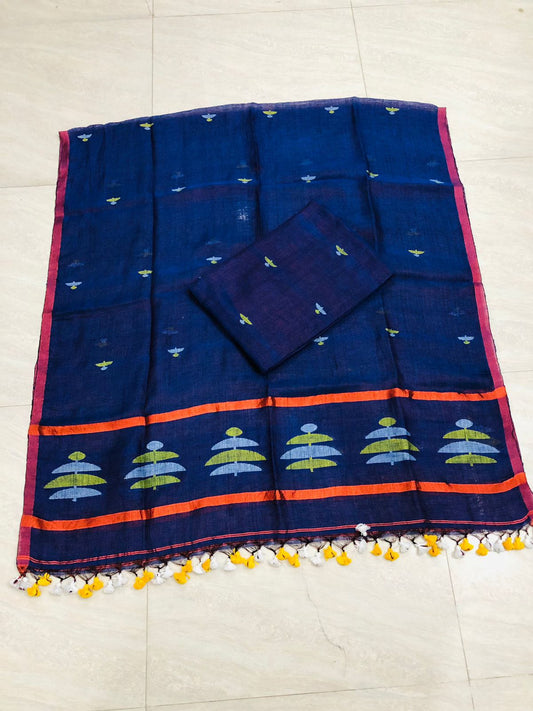 Megh Linen Jamdani Suits – Handwoven Needle Work | Multicolour Thread Design | Premium Ethnic Wear