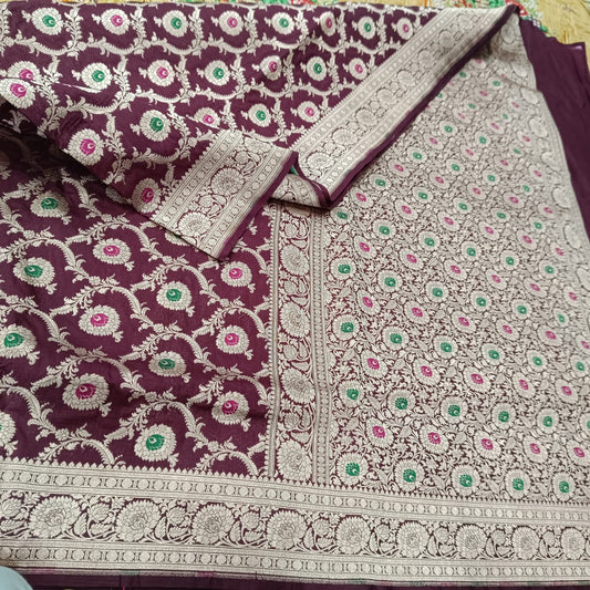 Pure Kattan Minakari Design Saree – Elegance Handcrafted in Tradition