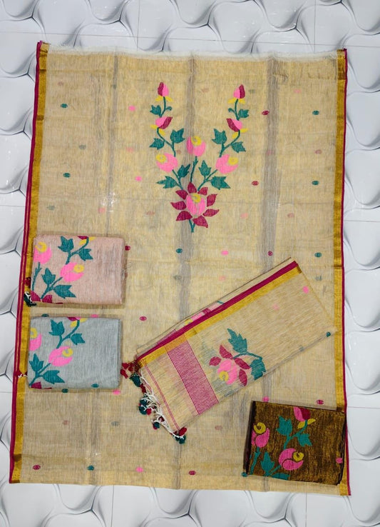 Swarna โ Linen Tissue Needle-Weaved Jamdani Suit | Rihyaaz