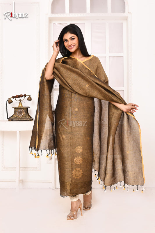 Mandala – Pure Silk Linen Zari Mandala Weaved Jamdani Suits