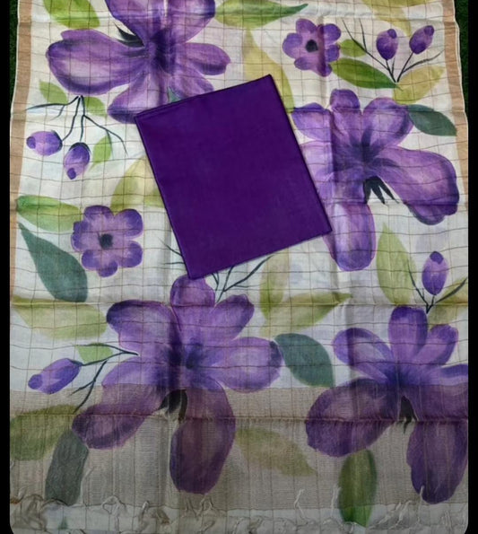 Sarshi - Zari Checkered Hand-Painted Dupatta with Solid Colour Top | Elegant Ethnic Wear Set