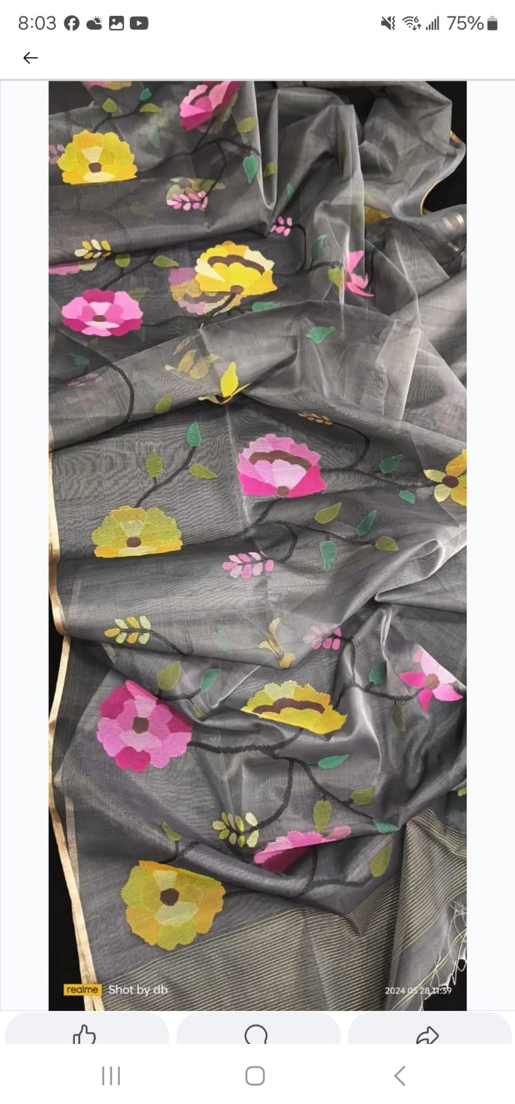 Mehak- Floral jaal weaved Jamdani saree