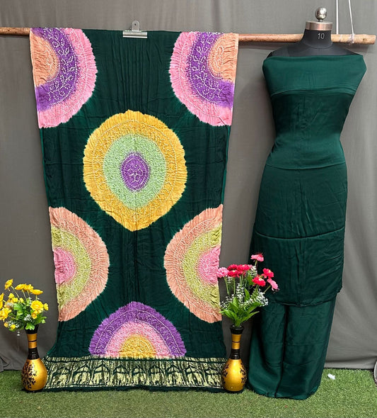 Modal Soft Suit Set – Multi Dying Kasumbo Nakshi Pallu Dupatta with Barik Bandhej