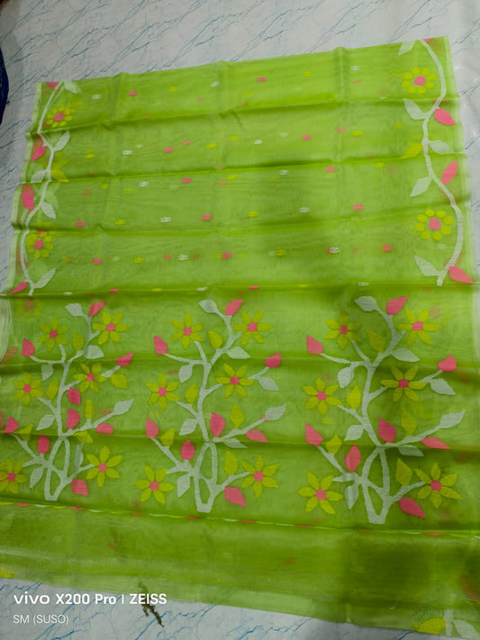 Hashnuhana - Pure Muslin Handwoven Jamdani Saree | Silk Mark Certified | Premium Quality