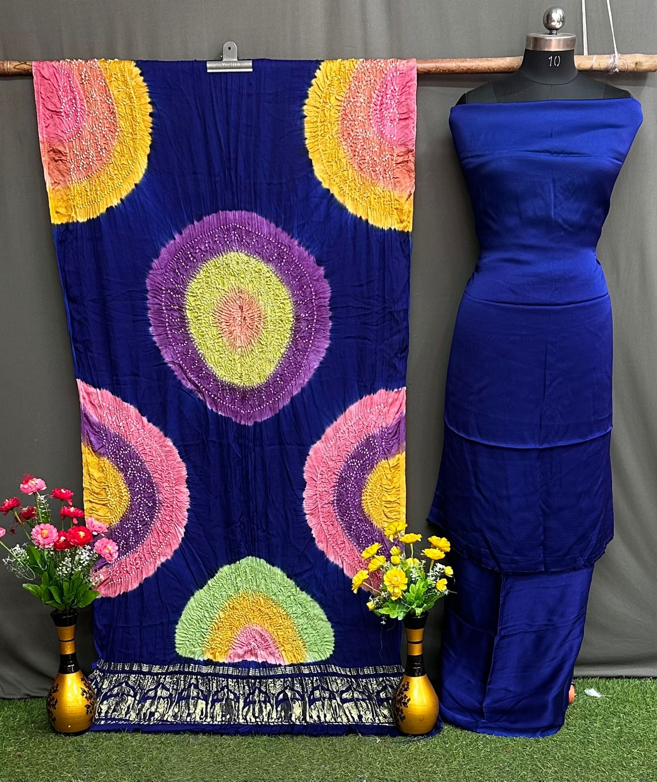 Modal Soft Suit Set – Multi Dying Kasumbo Nakshi Pallu Dupatta with Barik Bandhej