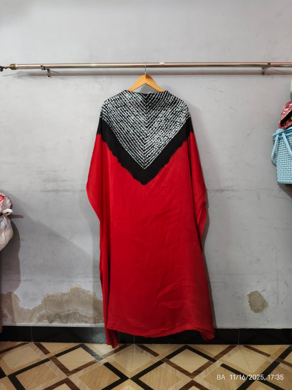 Modal Silk Kaftan – Hand Needle Shibori Neck | Unstitched