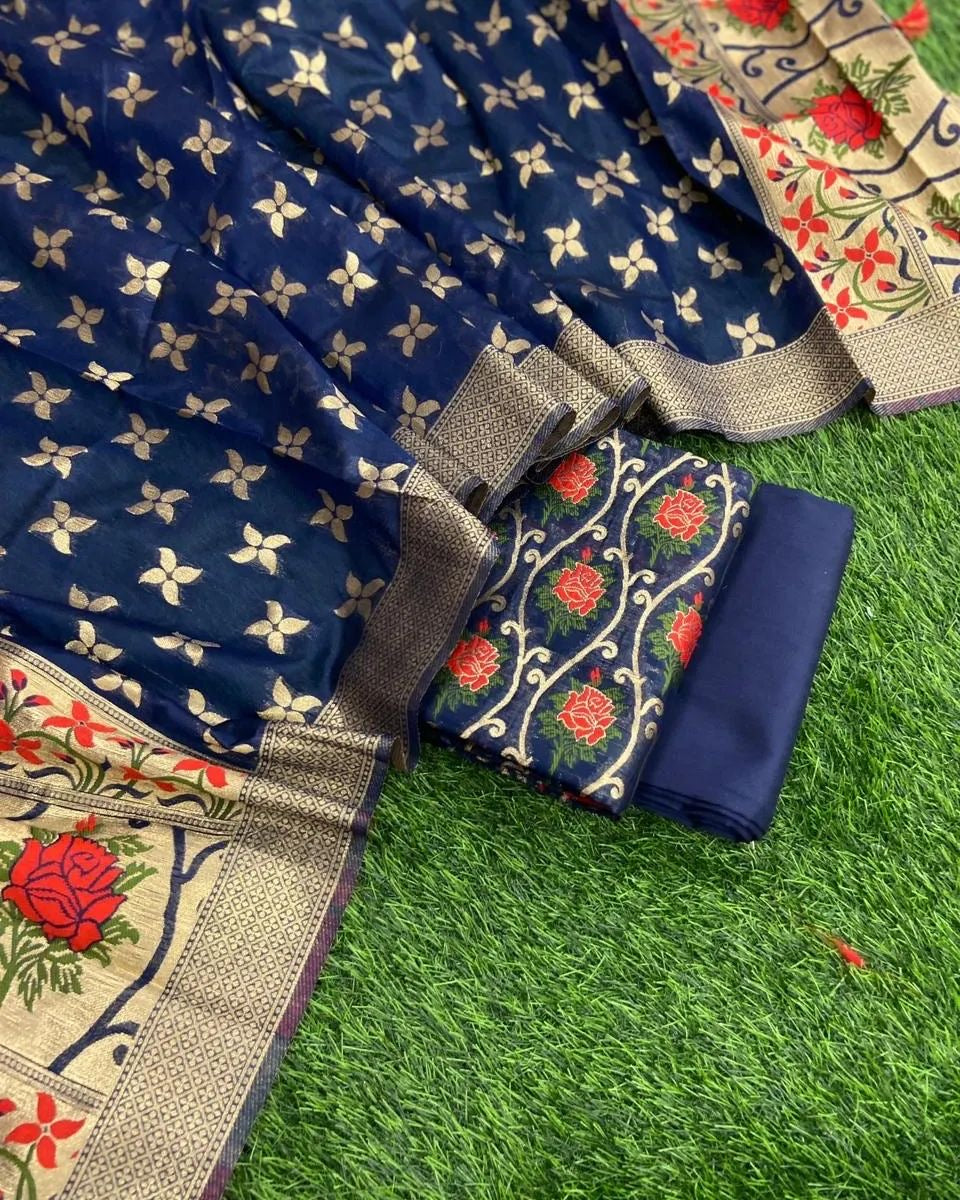 Meenakari Benarasi Golden Zari Suit 3Pc | Luxury Ethnic Wear