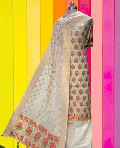 Meenakari Benarasi Golden Zari Suit 3Pc | Luxury Ethnic Wear
