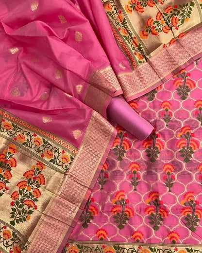 Meenakari Benarasi Golden Zari Suit 3Pc | Luxury Ethnic Wear