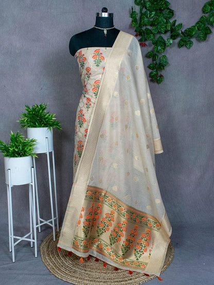 Meenakari Benarasi Golden Zari Suit 3Pc | Luxury Ethnic Wear