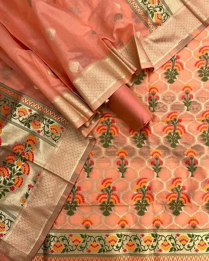 Meenakari Benarasi Golden Zari Suit 3Pc | Luxury Ethnic Wear