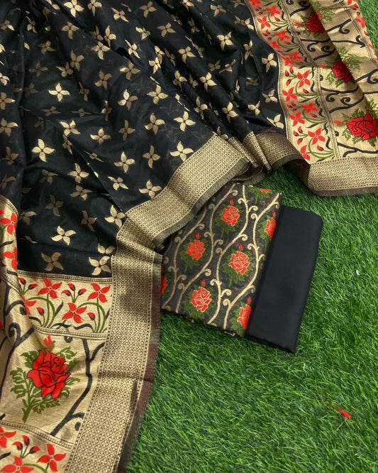 Meenakari Benarasi Golden Zari Suit 3Pc | Luxury Ethnic Wear