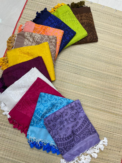 Authentic pure cotton special all-over stitch Chikankari saree in premium quality Mul Cotton by Rihyaaz