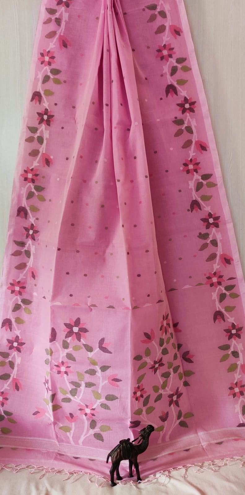 🌸 Palok – Premium Handspun Cotton Needle Work Jamdani Saree | Rihyaaz