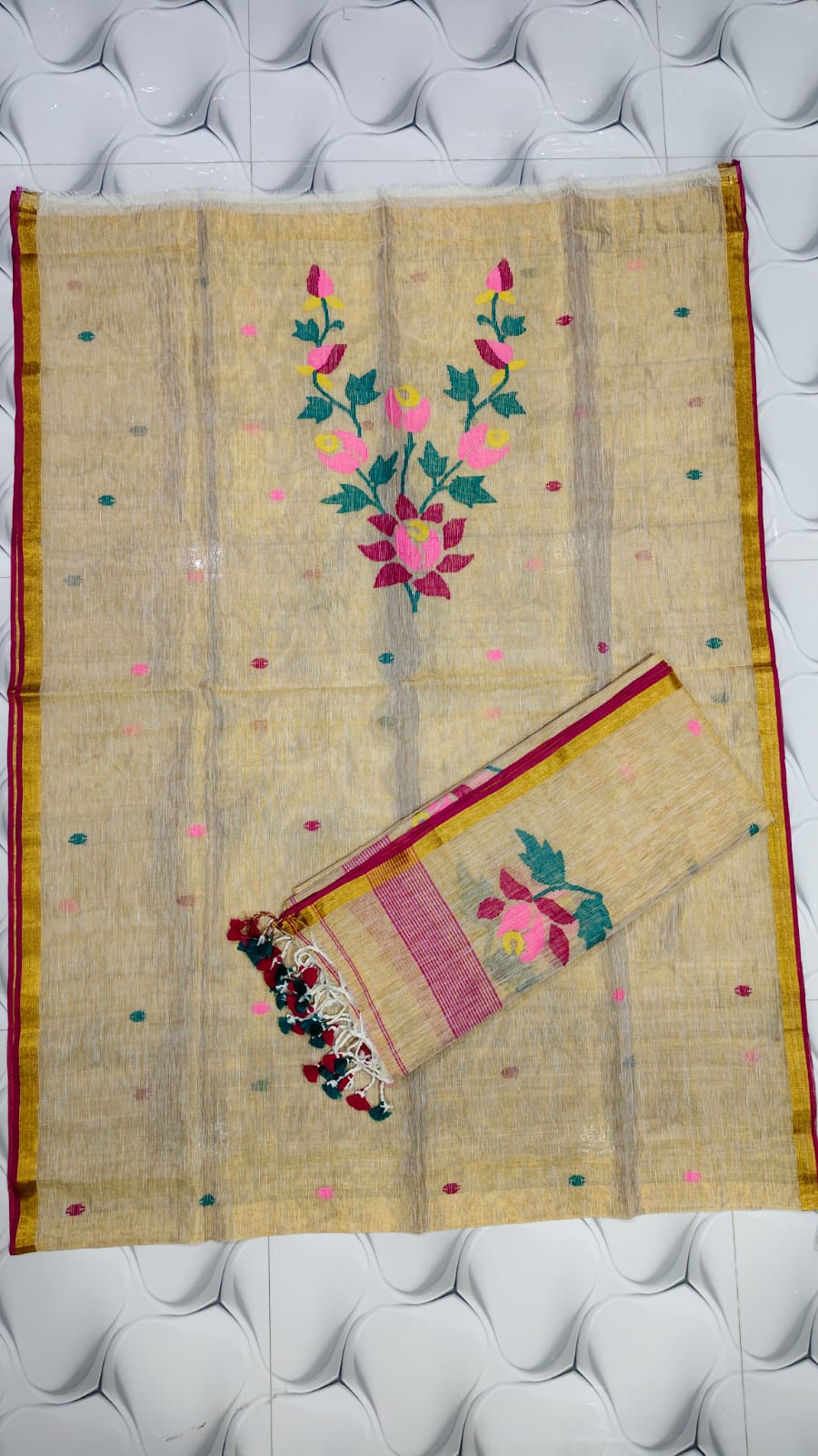 Swarna — Linen Tissue Needle-Weaved Jamdani Suit | Rihyaaz