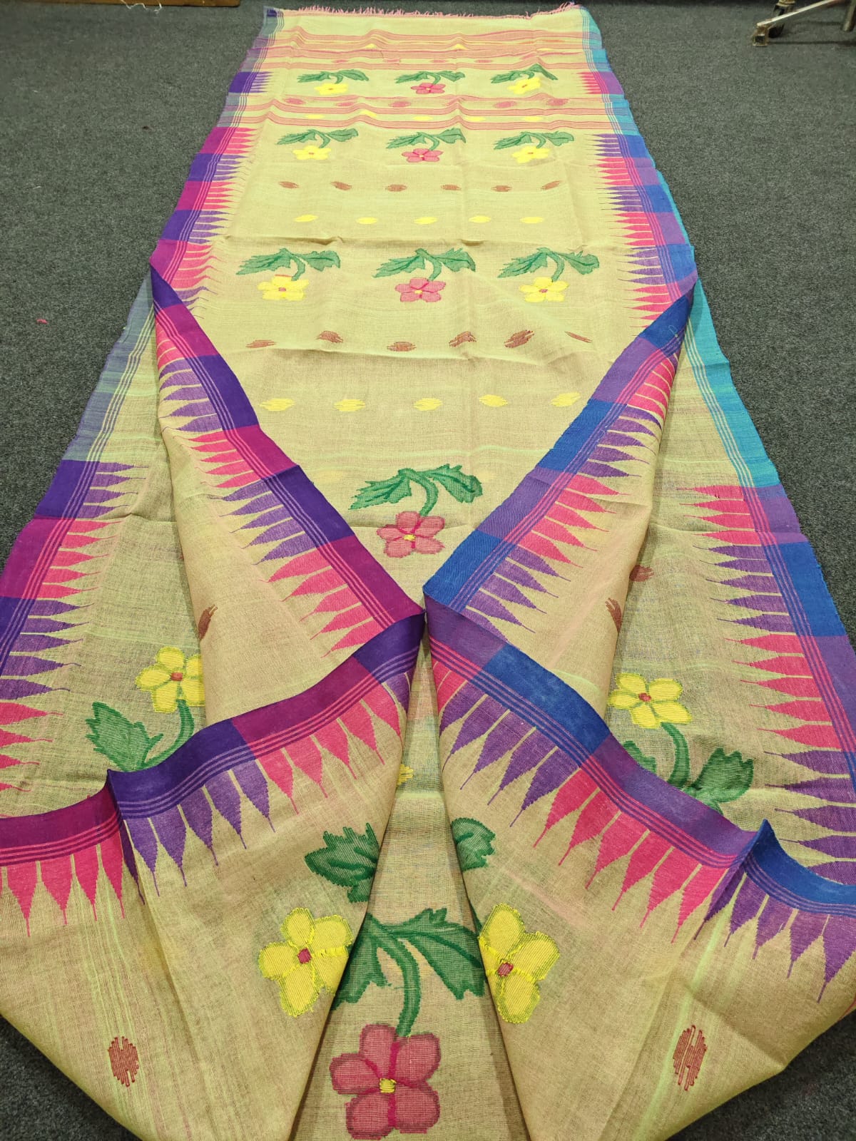 Moirangphee cotton handloom saree by Rihyaaz, showcasing traditional Indian weaving craftsmanship and elegant ethnic design