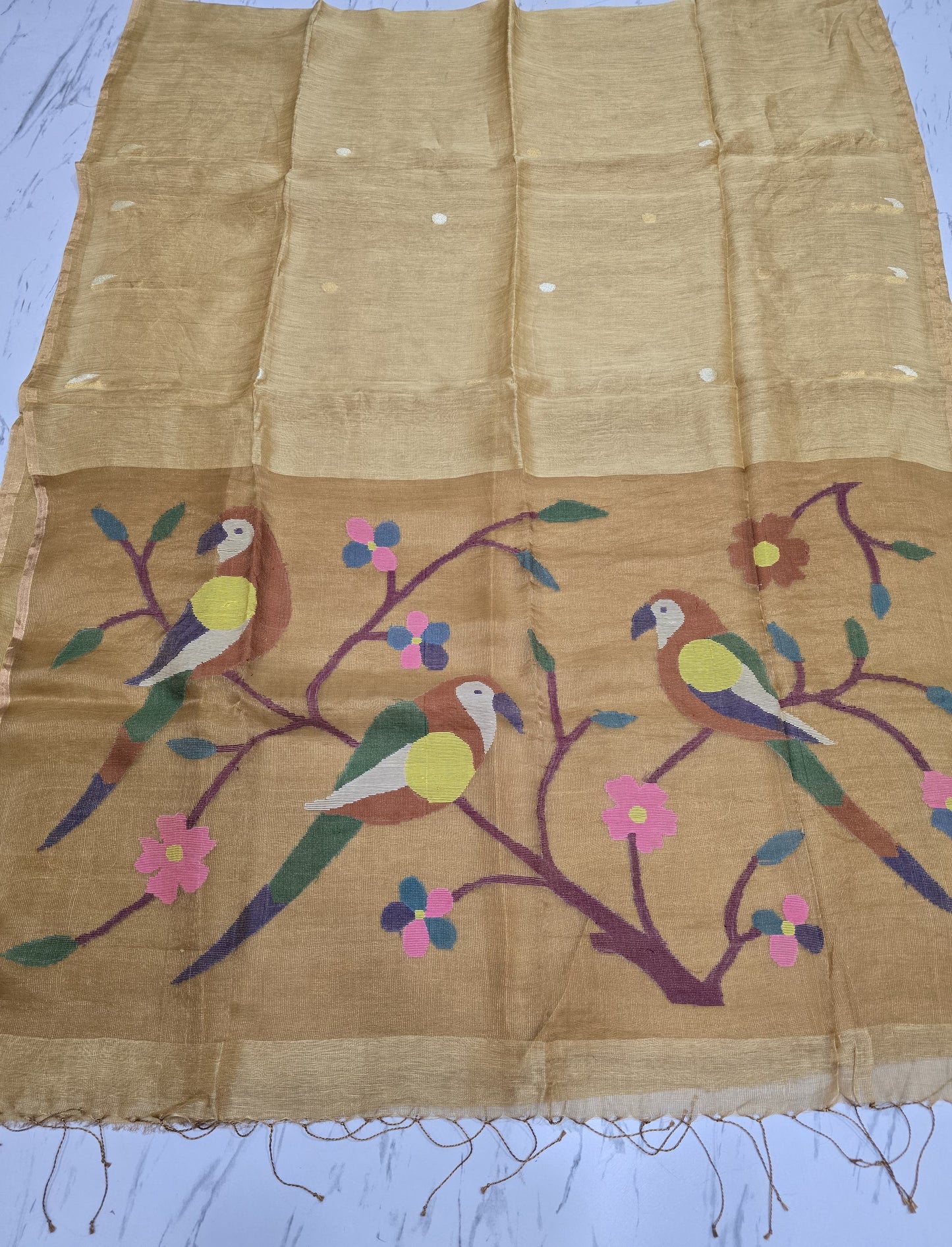Niharika pure Tissue silk linen saree with Paithani pallu and intricate Jamdani handwoven detailing, authentic handloom saree by Rihyaaz