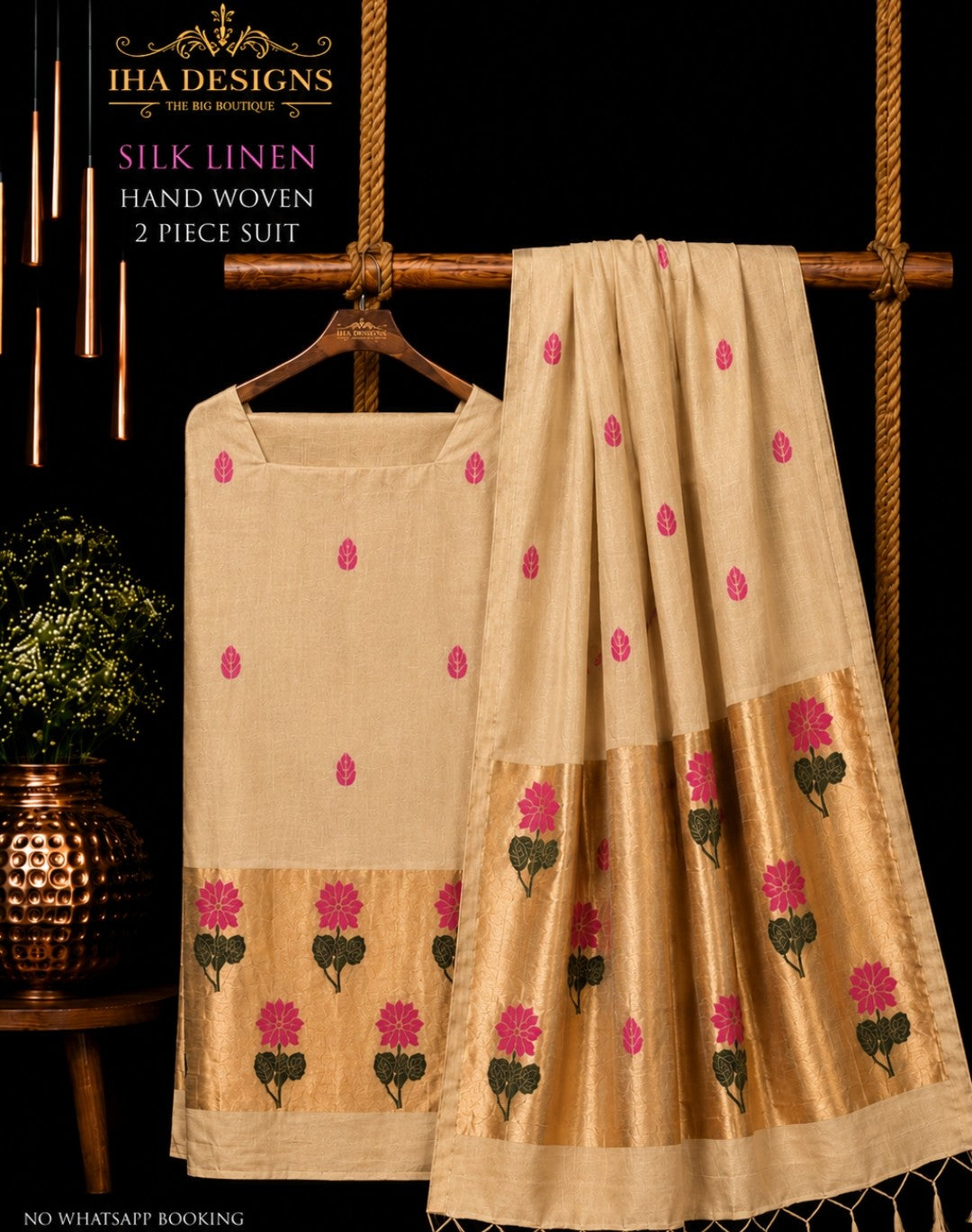 Samya silk linen tissue Meenakari Jamdani suit by Rihyaaz Fashions