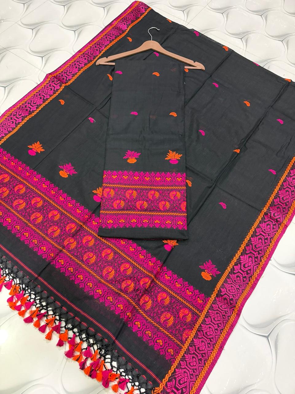 Rihyaaz Cotton Baluchuri Cotton-by-Cotton handwoven suit with 2.5 meter cotton top and 2.5 meter dupatta