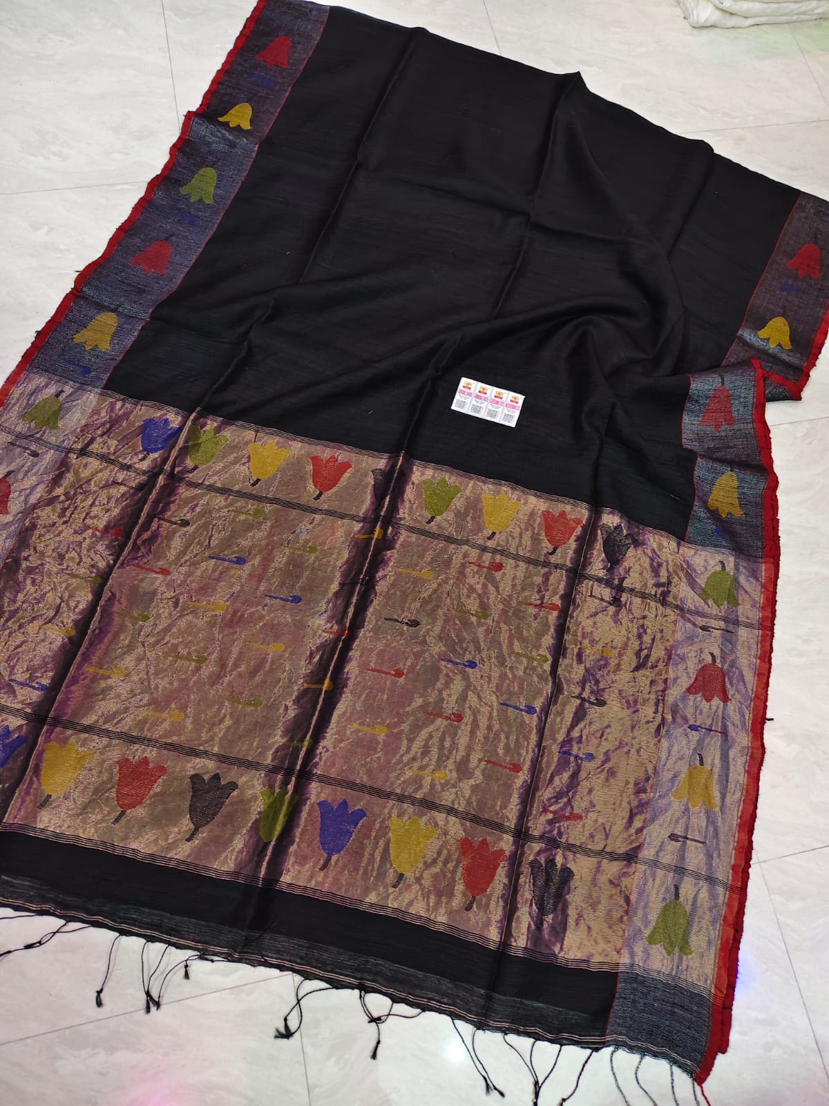 Ruhi Matka Silk Paithani saree with tissue palla by Rihyaaz, traditional handwoven Indian saree