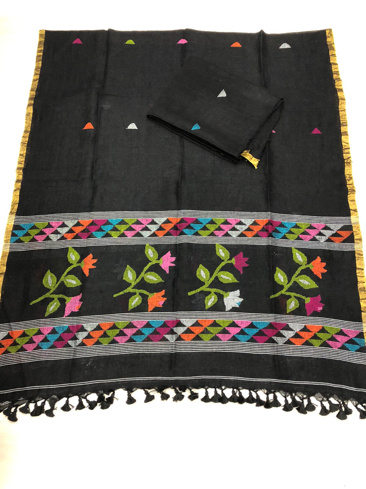 Twig - Premium Linen Jamdani Handwoven Suit Set by Rihyaaz featuring elegant traditional Jamdani weaving on breathable premium linen fabric, perfect for festive and ethnic wear.